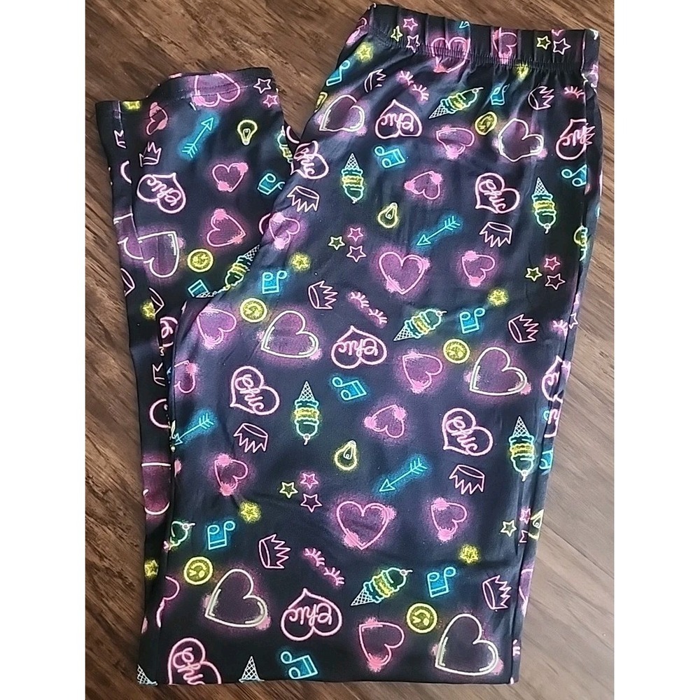 Derek Heart Women's Pajama Pants Ice Cream Crown Music Neon Size Medium Pjs New